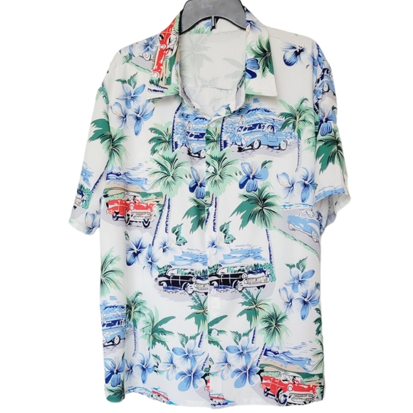 NWOT Tropical Hawaiian Havana Print Summer Tourist Button-down Shirt - Picture 7 of 7